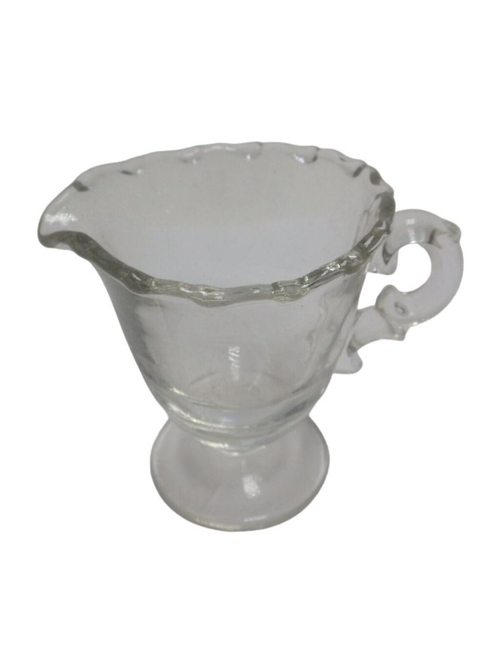 Fostoria Creamer clear Glass tera Drop Beaded Edge Grannycore Vintage Wedding